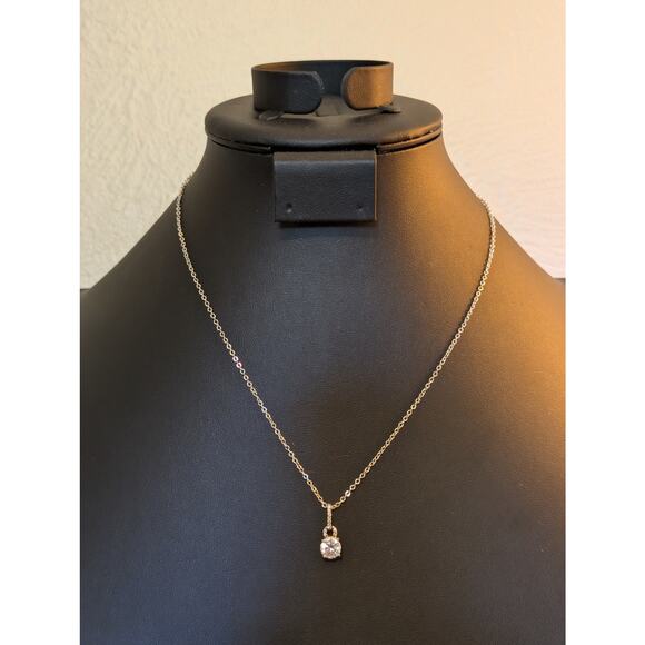 Vintage Silver Tone CZ Solitaire 18" Necklace - Picture 7 of 7